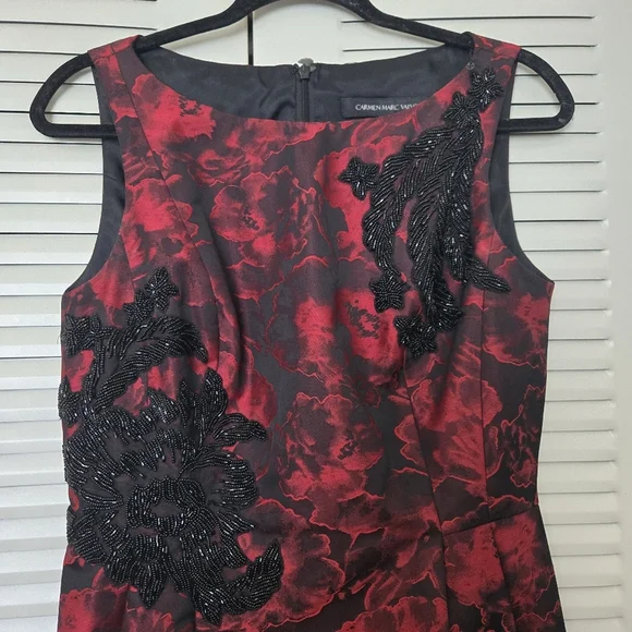 Carmen Marc Valvo Beaded Floral Dress Size 8 - Picture 6 of 13